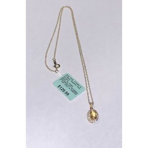 Citrine Oval Necklace | Cr. White Sapphire Halo